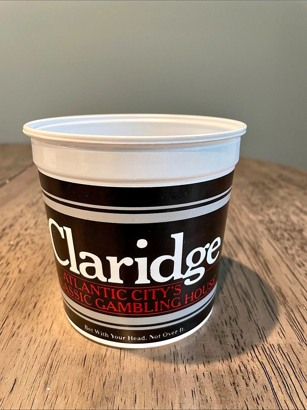 Vintage Claridge AC Casino Coin Bucket - Black/White